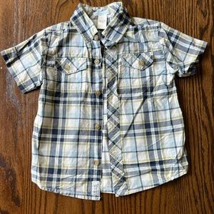 Janie and Jack boys checkered button up in good condition size 3T